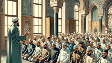 Un imam devant des fidèles dans une mosquée