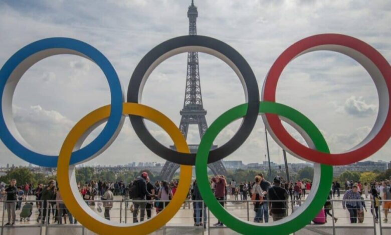 Anneaux olympiques à Paris, 23 septembre 2017.